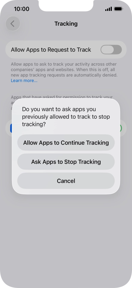 If you turn off the function, press the required setting.