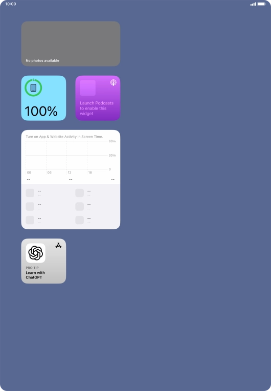 Press and hold the required widget until a pop-up menu is displayed.