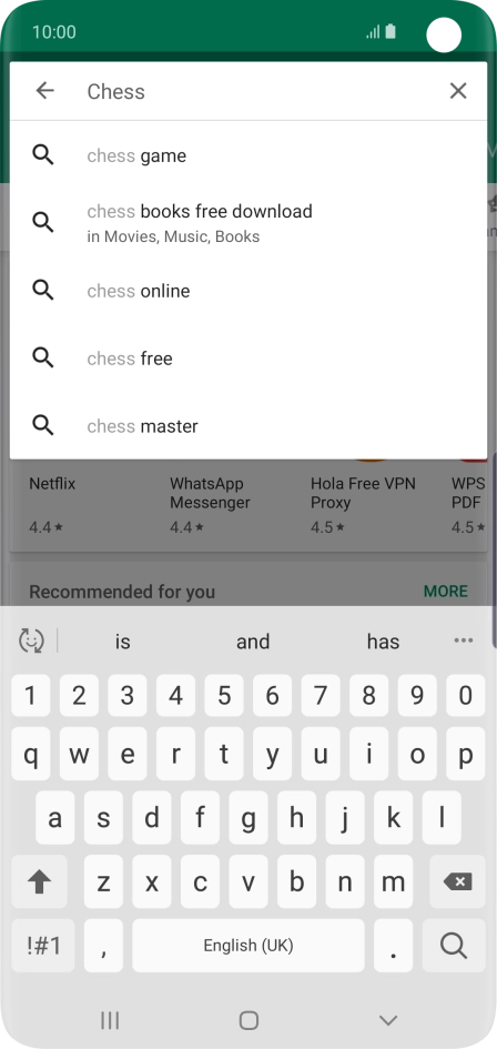 Key in the name or subject of the required app and press the search icon.