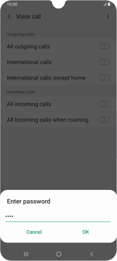 Key in your barring password and press OK.