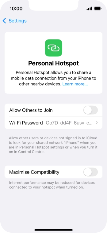 Press Wi-Fi Password and key in the required password.