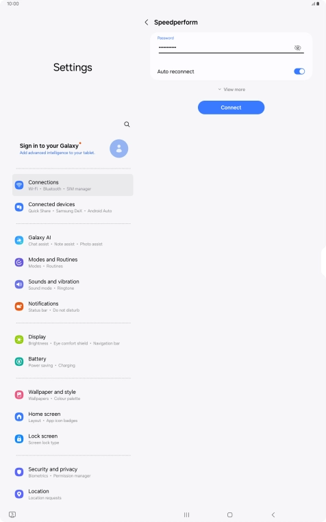 Key in the password for the Wi-Fi network and press Connect.