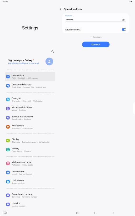 Key in the password for the Wi-Fi network and press Connect.