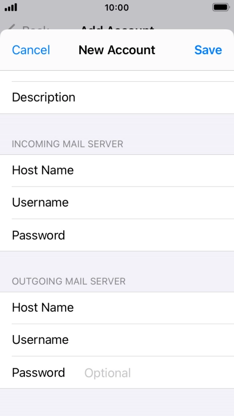 Press Password and key in the password for your email account.