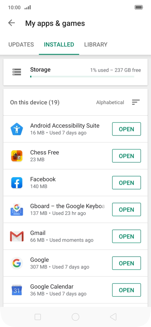 Press the required app.