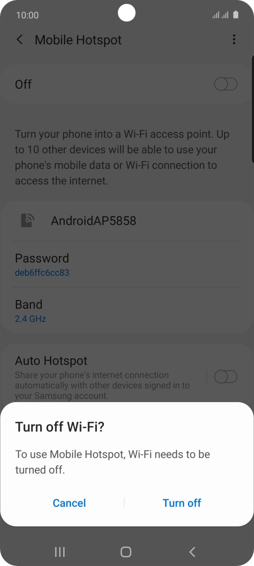 If Wi-Fi is turned on, press Turn off.