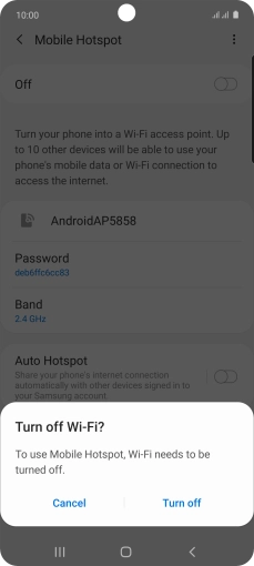 If Wi-Fi is turned on, press Turn off.