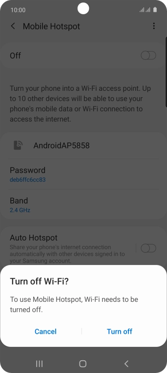 If Wi-Fi is turned on, press Turn off.
