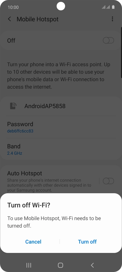 If Wi-Fi is turned on, press Turn off.