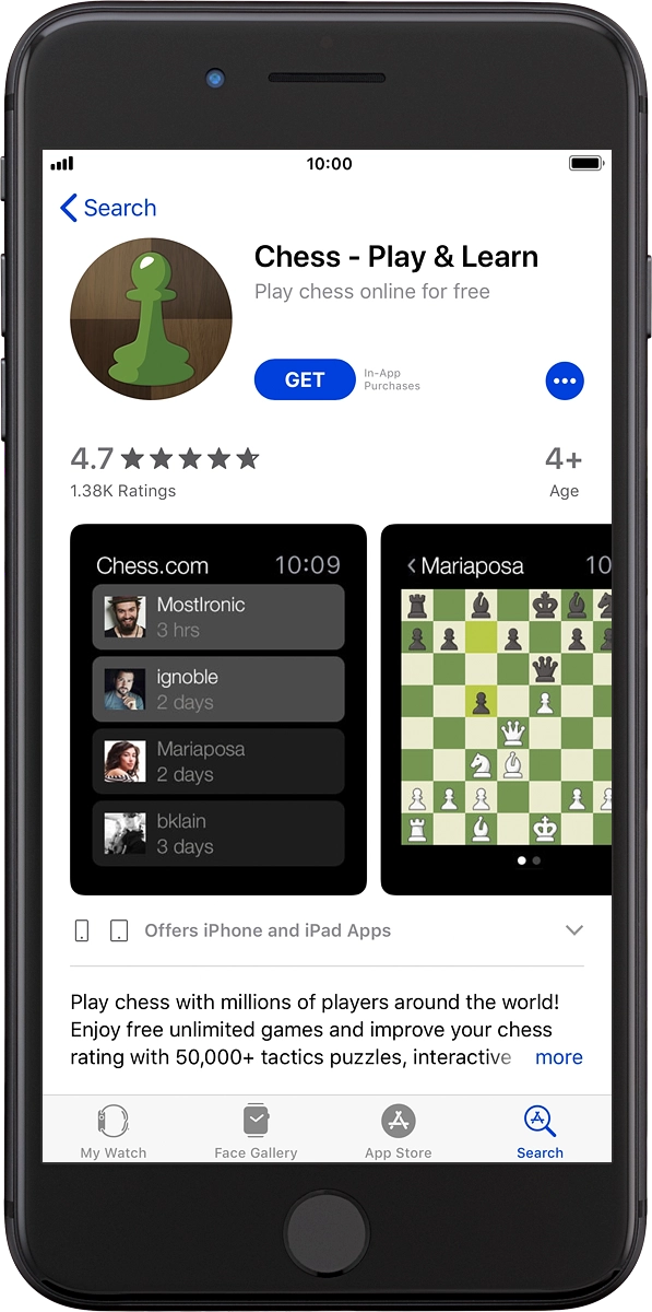 On your phone: Press GET and follow the instructions on the screen to install the app.