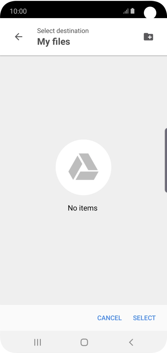 To create a new folder, press the new folder icon and follow the instructions on the screen to create a new folder.