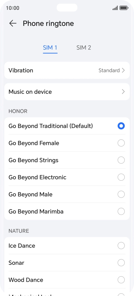Press the required ring tones to hear them.