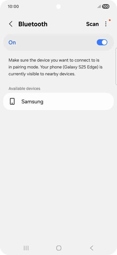 Press the required Bluetooth device and follow the instructions on the screen to pair the device with your phone.