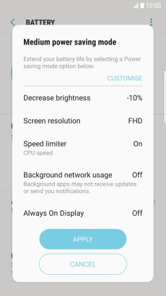 Press APPLY to turn on the function.