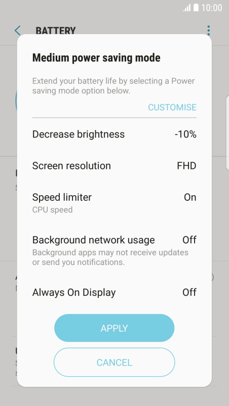 Press APPLY to turn on the function.