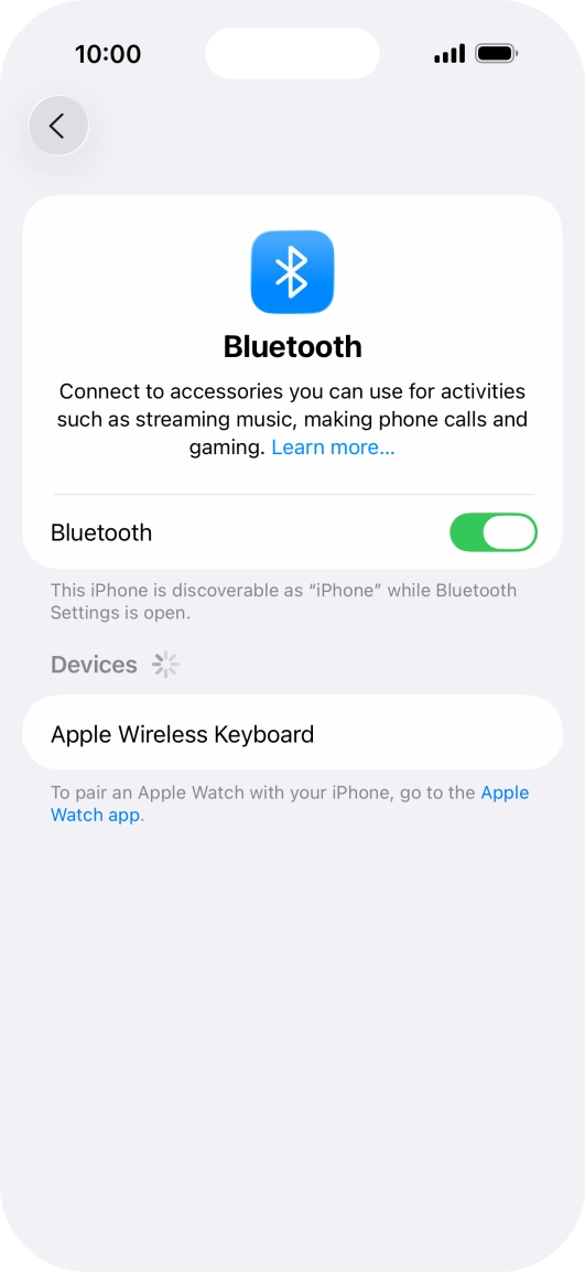 Press the required Bluetooth device and follow the instructions on the screen to pair the device with your phone.