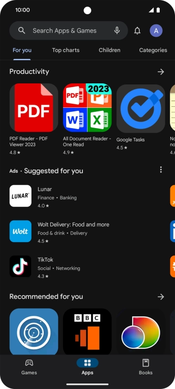 Press the profile icon.