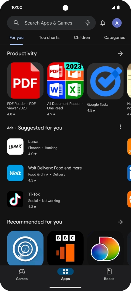 Press the search field.