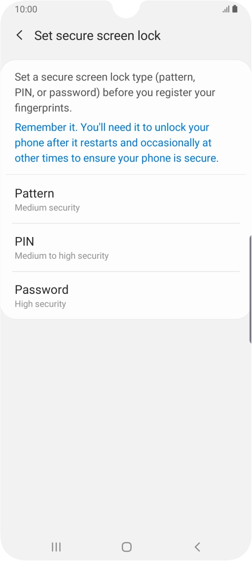 Press the required phone lock code and follow the instructions on the screen to create an additional phone lock code.