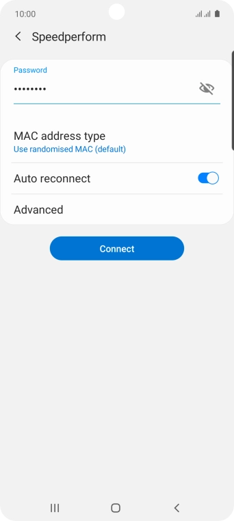 Key in the password for the Wi-Fi network and press Connect.