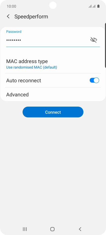Key in the password for the Wi-Fi network and press Connect.