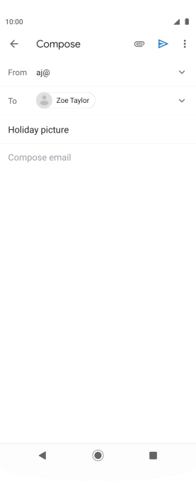 Press the text input field and write the text for your email.