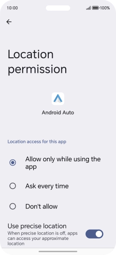 Press the required setting.