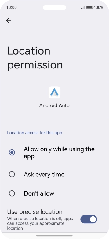 Press the required setting.