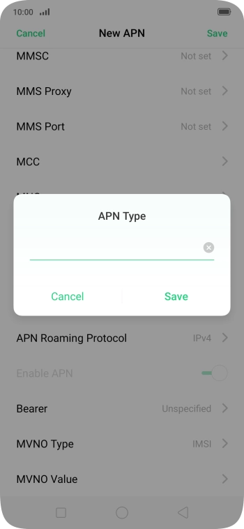 Key in mms and press Save.
