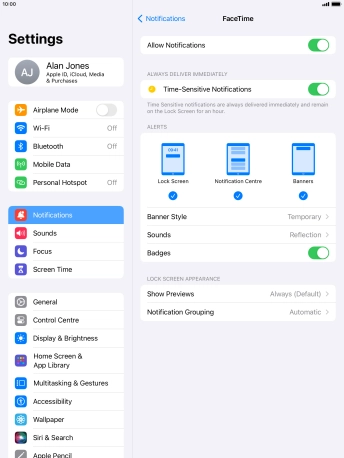 Press the indicator next to 