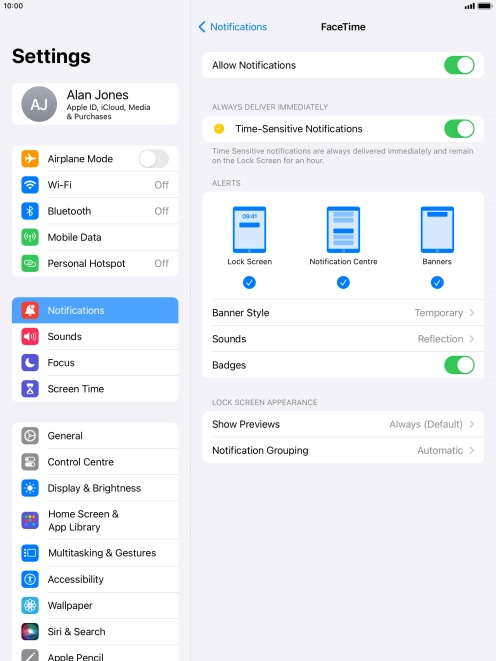 Press the indicator next to 