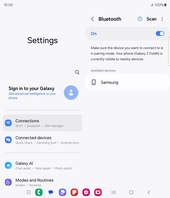 Press the required Bluetooth device and follow the instructions on the screen to pair the device with your phone.
