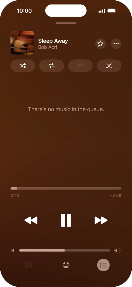 Press the shuffle icon to turn the function on or off.