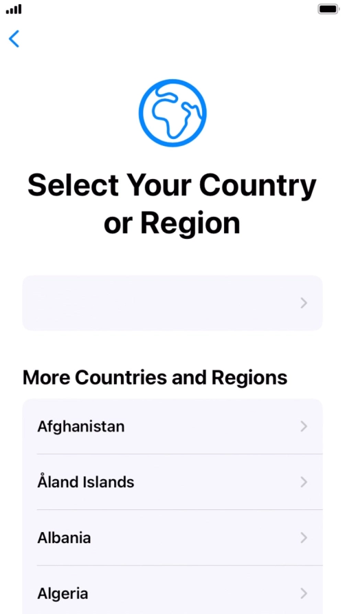 Press the required country or area.