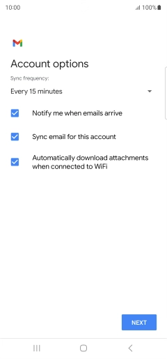 If this screen is displayed, you email account has been recognised and set up automatically. Follow the instructions on the screen to key in more information and finish setting up your phone.