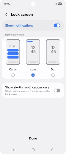 Press the required settings to turn them on or off.
