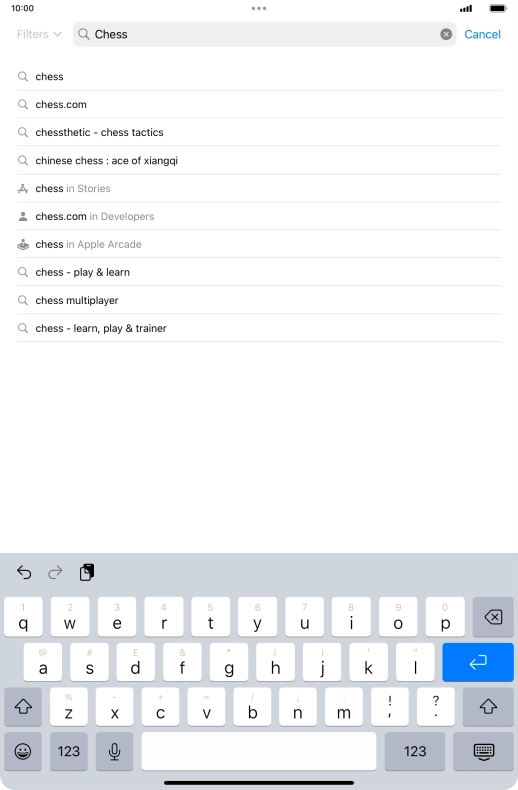 Key in the name or subject of the required app and press enter.