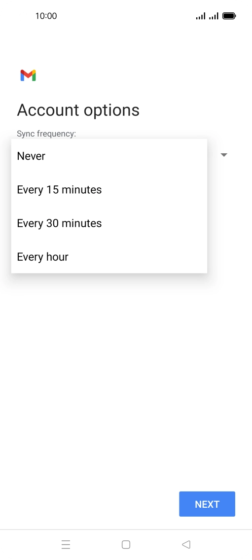 Press the required setting.
