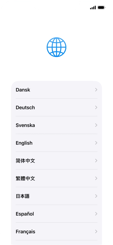 Press the required language.
