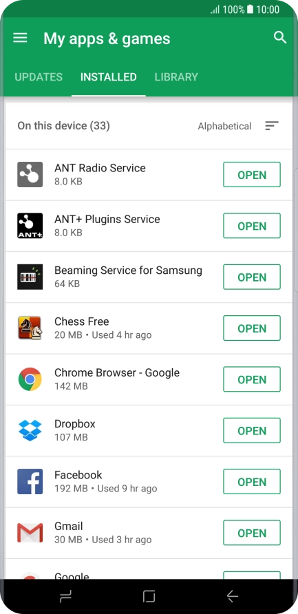 Press the required app.