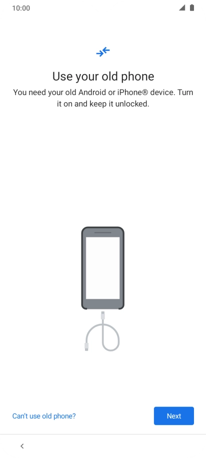 Follow the instructions on the screen to transfer the content from the other phone and finish the activation of your phone.