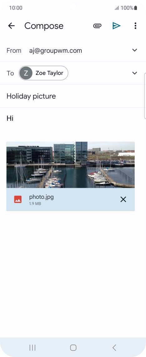 Press the send icon when you've finished your email.
