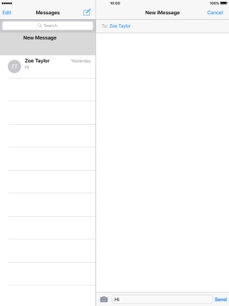 Press Send when you've finished your iMessage.