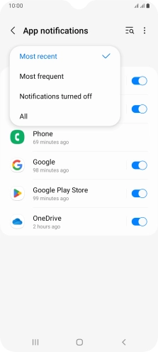 Press the required setting.