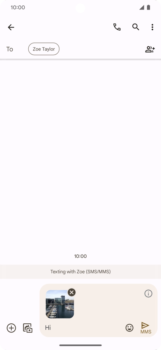 Press the send icon when you've finished your MMS.