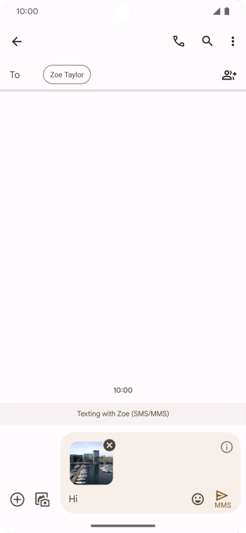 Press the send icon when you've finished your MMS.