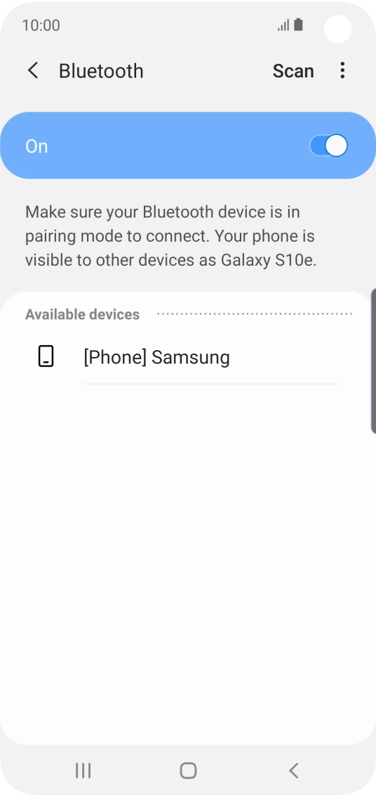 Press the required Bluetooth device and follow the instructions on the screen to pair the device with your phone.