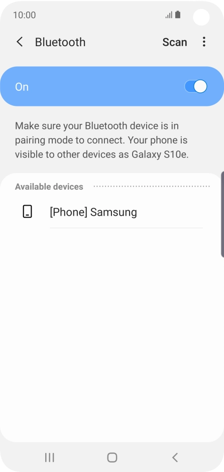 Press the required Bluetooth device and follow the instructions on the screen to pair the device with your phone.