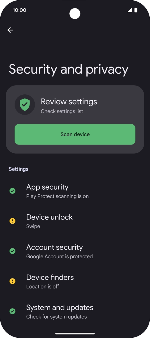 Press Device unlock.