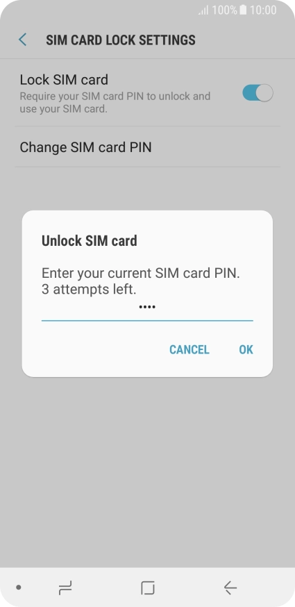 Key in your PIN and press OK. The default PIN is 1111.